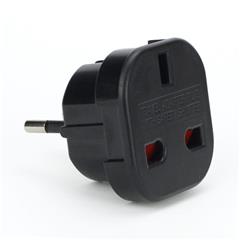 EU to UK AC Power Plug Adapter Travel Converter - Black
