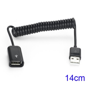 Coiled USB Male to Female Charging Extension Cable