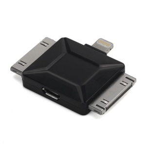 Micro USB Female to Lightning 8pin / Apple 30pin / Samsung Galaxy Tab 30pin Male Adapter - Black