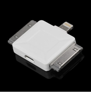 Micro USB Female to Lightning 8pin / Apple 30pin / Samsung Galaxy Tab 30pin Male Adapter - White