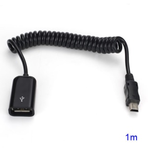 Elastic Spring USB 2.0 Female to Mini USB 5 Pin Extension Data Cable