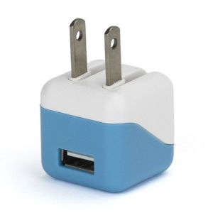 1A USB AC Home Wall Travel Charger Adapter for iPhone 5 iPad Mini iPod Touch 5 Nano 7 - White / Blue