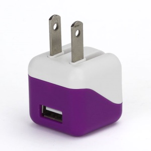 1A USB AC Home Wall Travel Charger Adapter for iPhone 5 iPad Mini iPod Touch 5 Nano 7 - White / Purple