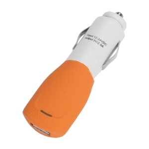 2.5A Car Cigarett Powered USB Adapter Charger for iPhone iPad iPod - White / Orange