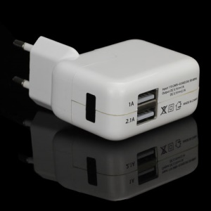 Dual USB 2 Port Power Wall Home Travel Adapter Charger - EU Plug