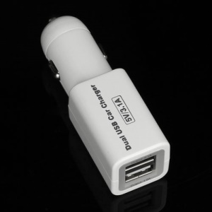 Portable Dual USB 2-Port Car Charger Adapter for iPhone iPad iPod - White