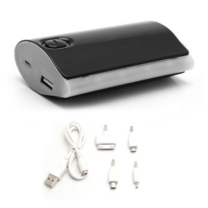 5600mAh LED Flashlight Backup Power Bank for iPhone iPod Samsung HTC LG Sony - Black