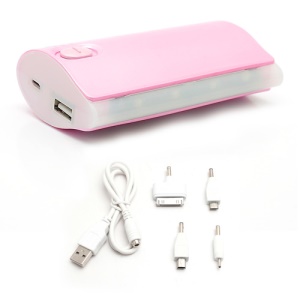 5600mAh LED Flashlight Backup Power Bank for iPhone iPod Samsung HTC LG Sony - Pink
