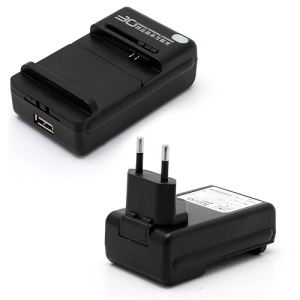 Business Universal Battery Charger w/ USB Port for All Cell Phone - EU Plug