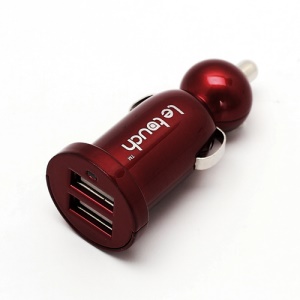 Le Touch Power Doll Dual USB Car Charger for iPad iPhone iPod Smartphones Tablet 2.1A - Red