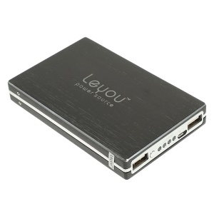 12800mAh Leyou LY-980 Brushed External Battery Power Bank 2 USB Outputs for iPhone iPad iPod Samsung HTC LG Sony - Grey