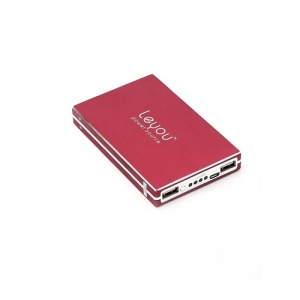 12800mAh Leyou LY-980 Brushed External Battery Power Bank 2 USB Outputs for iPhone iPad iPod Samsung HTC LG Sony - Red