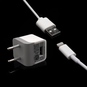 2 in 1 Griffin Wall Charger Travel kit + Lightning 8pin to USB Cable for iPhone 5 / iPod Touch 5 / iPad Mini - EU Plug / White