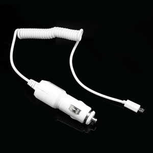 MicroUSB Coil Cord Plug-in Auto Car Charger Adapter for Samsung HTC Sony LG etc