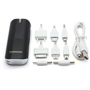 USB Mobile Power Bank Battery Charger with LED Flashlight for iPhone / Samsung / HTC etc 5600mAh - Black