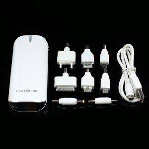 USB Mobile Power Bank Battery Charger with LED Flashlight for iPhone / Samsung / HTC etc 5600mAh - White