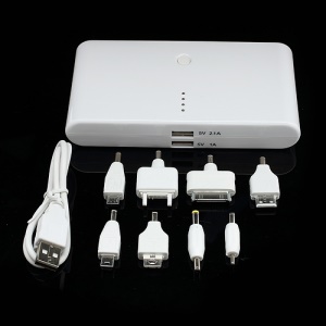 20000mAh Dual USB Power Bank External Battery Charger for iPhone iPad Samsung HTC LG Nokia etc - White