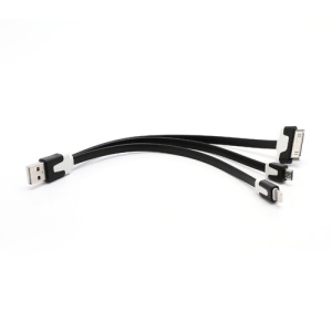 3 in 1 Lightning + 30 Pin + Micro USB Data Sync Charge USB Cable for iPhone 5 / 4S Samsung Galaxy S IV HTC - Black