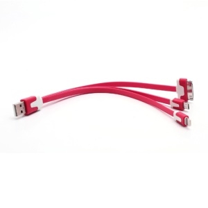 3 in 1 Lightning + 30 Pin + Micro USB Data Sync Charge USB Cable for iPhone 5 / 4S Samsung Galaxy S IV HTC - Rose