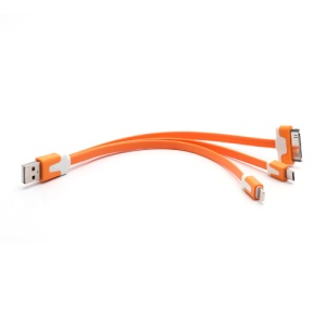 3 in 1 Lightning + 30 Pin + Micro USB Data Sync Charge USB Cable for iPhone 5 / 4S Samsung Galaxy S IV HTC - Orange