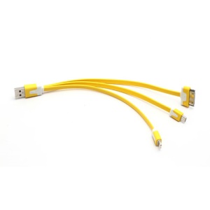 3 in 1 Lightning + 30 Pin + Micro USB Data Sync Charge USB Cable for iPhone 5 / 4S Samsung Galaxy S IV HTC - Yellow