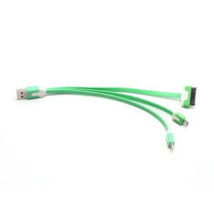 3 in 1 Lightning + 30 Pin + Micro USB Data Sync Charge USB Cable for iPhone 5 / 4S Samsung Galaxy S IV HTC - Green