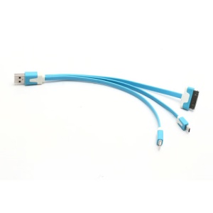 3 in 1 Lightning + 30 Pin + Micro USB Data Sync Charge USB Cable for iPhone 5 / 4S Samsung Galaxy S IV HTC - Blue