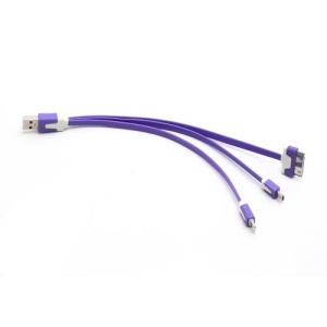 3 in 1 Lightning + 30 Pin + Micro USB Data Sync Charge USB Cable for iPhone 5 / 4S Samsung Galaxy S IV HTC - Purple