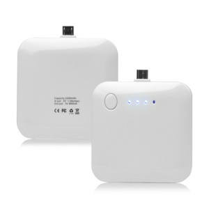 2200mAh Micro USB External Battery Charger Power Station - White