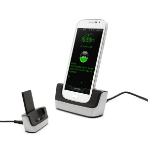 USB Cradle Dock + Spare Battery Charger for Samsung Galaxy Grand I9080 I9082 - Black / Silver