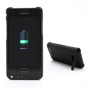 2000mAh External Power Battery Charger Case Stand for Samsung I9100 Galaxy S 2 II - Black