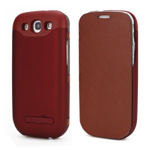 2200mAh Leather Rechargeable External Battery Case for Samsung Galaxy S III I9300 - Red