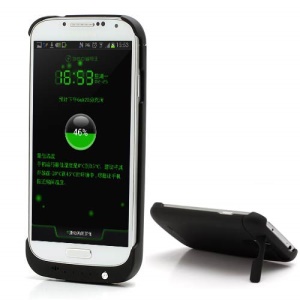 3200mAh External Battery Power Bank Case w/ Built-in Stand for Samsung Galaxy S IV S4 i9500 i9502 i9505 - Black