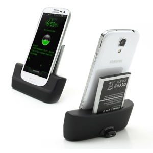 2 in 1 USB Cradle Dock + Battery Charger + Charging Cable for Samsung Galaxy S IV S4 i9500 i9502 i9505 - Black