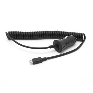 2A Coil Cord Auto In-Vehicle Car Charger w/ USB Port for Samsung Galaxy S4 i9500 / MicroUSB Smartphones - Black