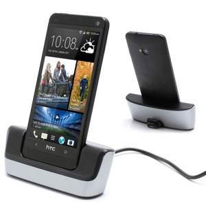 Desktop Charger Cradle Docking Station for HTC One M7 801e - Silver