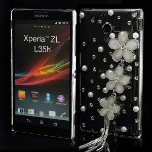 Elegant Flower Rhinestone Pearl Crystal Case for Sony Xperia ZL C6503 C6502 C6506 L35h