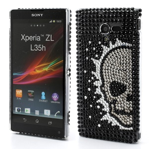 Cool Half Skull Rhinestone Bling Hard Case for Sony Xperia ZL C6503 C6502 C6506 L35h