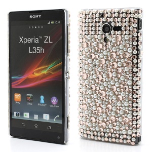 Elegant Pink Rhinestone Pearl Hard Case for Sony Xperia ZL C6503 C6502 C6506 L35h