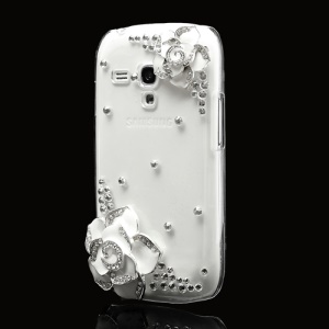 3D White Flowers Diamante Crystal Case for Samsung i8190 Galaxy S3 III Mini