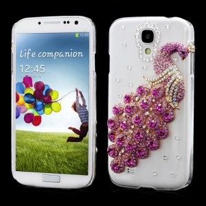 Luxury 3D Peacock Rhinestone Case Cover for Samsung Galaxy S IV 4 i9500 i9505 - Rose