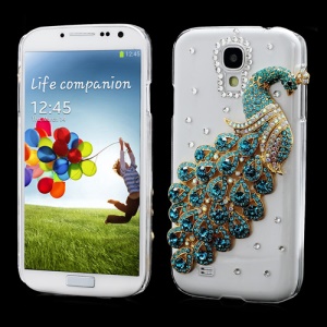 Luxury 3D Peacock Diamond Case for Samsung Galaxy S IV 4 i9500 i9505 - Baby Blue