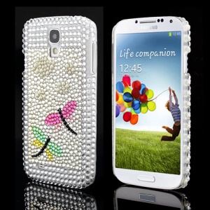 Shiny Diamond Pearl Vivid Dragonfly Hard Cover for Samsung Galaxy S IV 4 i9500 i9505