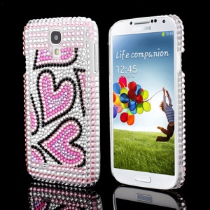 Shiny Hearts Rhinestone Crystal Hard Case Shell for Samsung Galaxy S IV 4 i9500 i9505