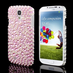 Stylish Pink Diamond White Pearl Hard Cover Shell for Samsung Galaxy S IV 4 i9500 i9505