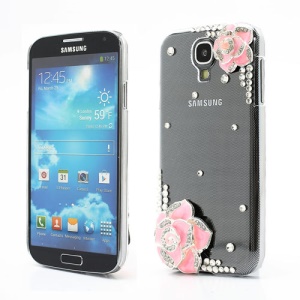 Pink Floral Rhinestone Case Shell for Samsung Galaxy S4 i9500 i9505