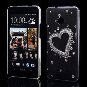 Sparkling Diamond Heart Crystal Case Cover for HTC One M7 801e