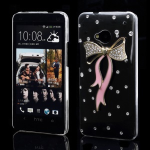 Bling Bling Pink Bowknot Diamond Case for HTC One M7 801e