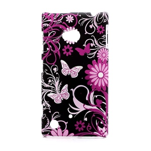 Butterflies and Floral Plastic Case Shell for Nokia Lumia 720