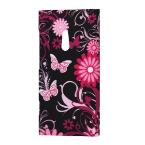 Nokia Lumia 800 Sea Ray Butterfly Flower Rubberized Hard Case